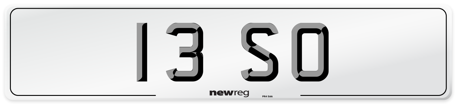 13 SO Number Plate from New Reg